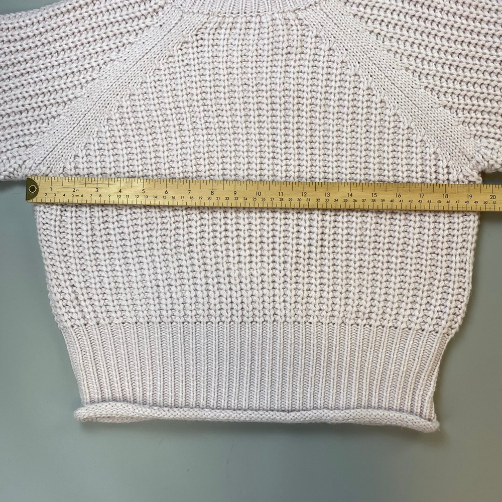 Sweater Small Pink Ribbed Roll Neck Soft Girl Balletcore Pastel Raglan Boxy Crop - Picture 5 of 10